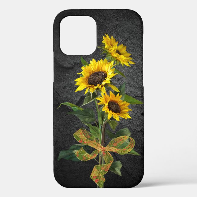 Funda De Case-Mate Para iPhone Bouquet de girasol en piedra negra (Reverso )