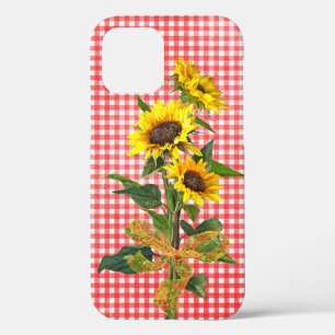 Funda Para iPhone 12 Bouquet girasol en el iPhone Red Gingham Funda-Mat
