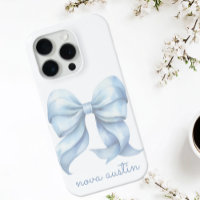 Bow azul moderno personalizado con monograma de no