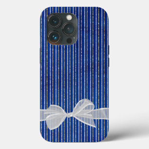 Funda Para iPhone 13 Pro Bow Sobre Rayas Purpurinas