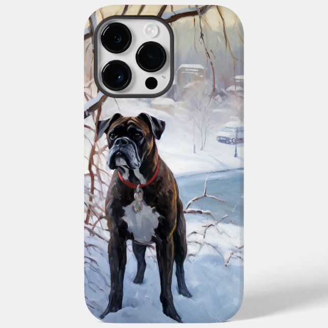 Funda De Case-Mate Para iPhone Boxeador Deja que nieve Navidad (Reverso )
