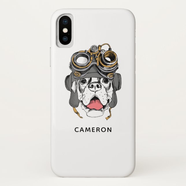 Funda De Case-Mate Para iPhone Boxeador Steampunk| Agregar su nombre (Reverso)