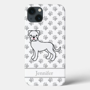 Funda Para iPhone 13 Bóxer Blanco Perro de Dibujos Animados Lindo & Nom