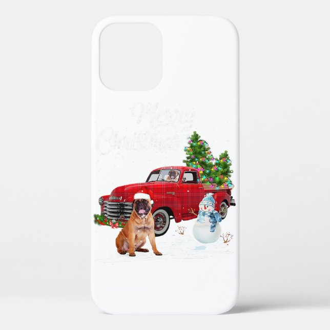 Funda De Case-Mate Para iPhone Boxer Camión Rojo Feliz Navidad Snowman Dog Lover (Reverso )