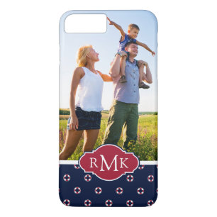 Funda Para iPhone 8 Plus/7 Plus Boya roja y blanca el Pattern su foto y monograma