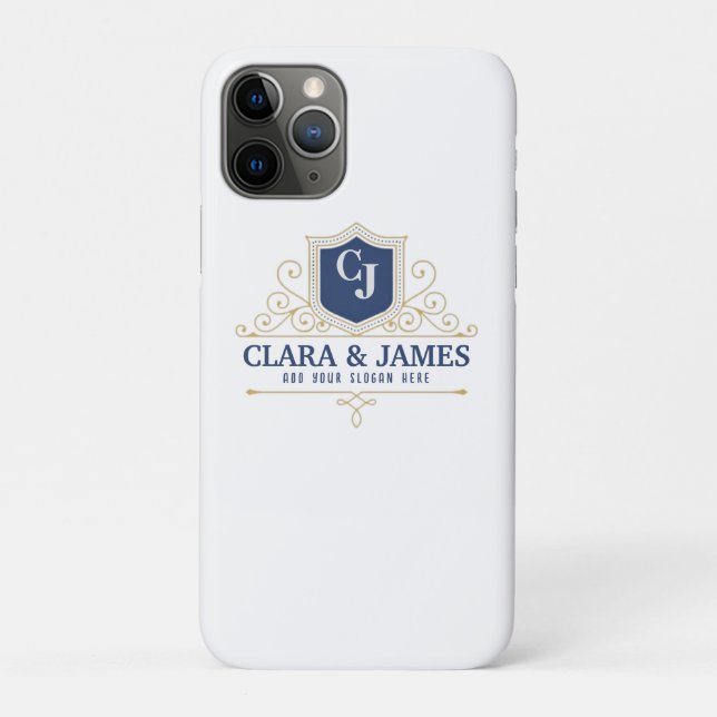 Funda De Case-Mate Para iPhone Bride And Groom Monogram Names Elegant Weeding (Reverso)