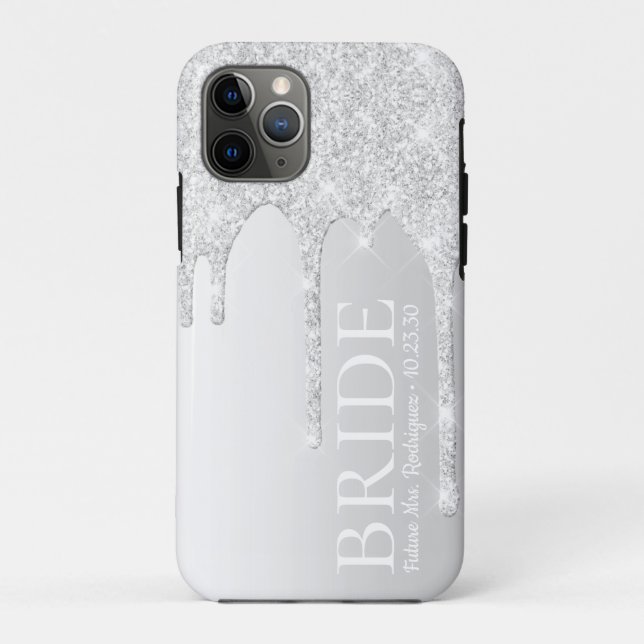 Funda De Case-Mate Para iPhone Bride Future Sra. Silver Purpurina Drip (Reverso)