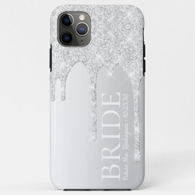 Funda De Case-Mate Para iPhone Bride Future Sra. Silver Purpurina Drip (Reverso)