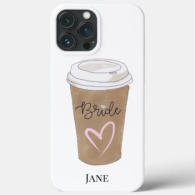 Funda De Case-Mate Para iPhone Bride Script Coffee Heart Modern (Reverso )