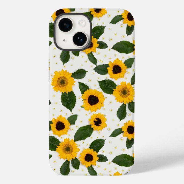 Funda De Case-Mate Para iPhone Bright sunflower pattern (Reverso )