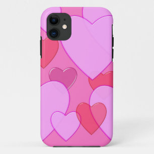 Funda Para iPhone 11 Brillante corazón San Valentín fondo rosa