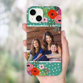 Funda Para iPhone 14 De Case-Mate Brillante Floral y Puntos Foto Personalizada