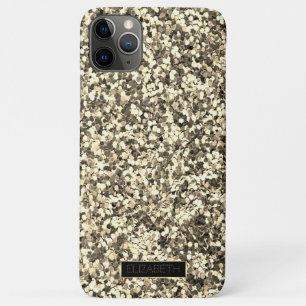 Funda Para iPhone 11 Pro Max Brillante Glitter Dorado de Moda, Marco - Personal