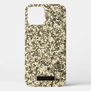 Funda Para iPhone 12 Brillante Glitter Dorado de Moda, Marco - Personal