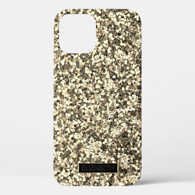 Funda De Case-Mate Para iPhone Brillante Glitter Dorado de Moda, Marco - Personal (Reverso )