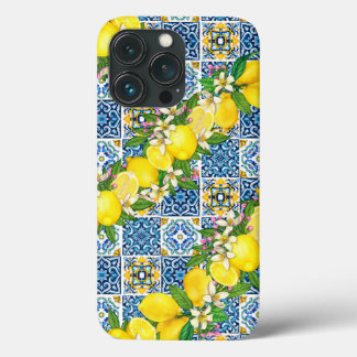 Funda Para iPhone 13 Pro Brillante Mediterráneo Sicilia Tiles Citrus Lemons