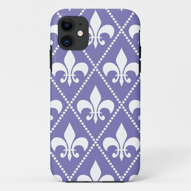 Funda De Case-Mate Para iPhone Brillante morado flor de liis (Reverso)