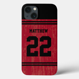 Funda Para iPhone 13 Brillante Red Sport Jersey Número de iPhone 6