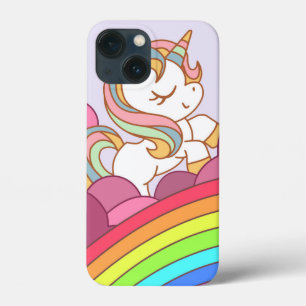 Funda Para iPhone 13 Mini Brillante Unicornio y arte arcoiris