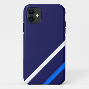 Funda Para iPhone 11 Brillantes franjas blancas azul brillante delgadas