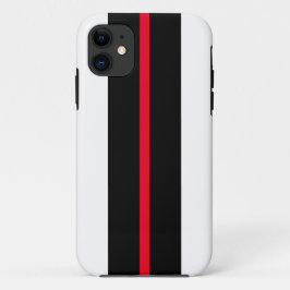 Funda Para iPhone 11 Brillantes franjas de Carreras negra roja y brilla