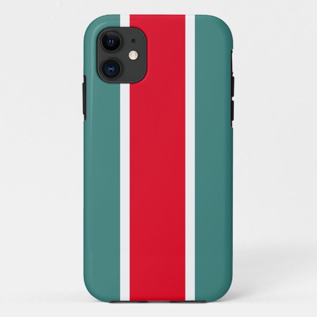 Funda De Case-Mate Para iPhone Brillantes franjas de Carreras Verde azulada del O (Reverso)