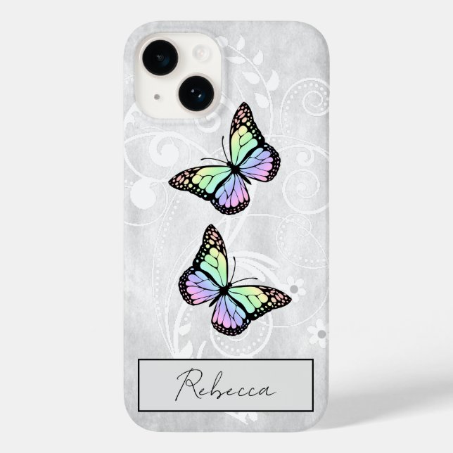 Funda De Case-Mate Para iPhone Brillantes mariposas arcoiris (Reverso )