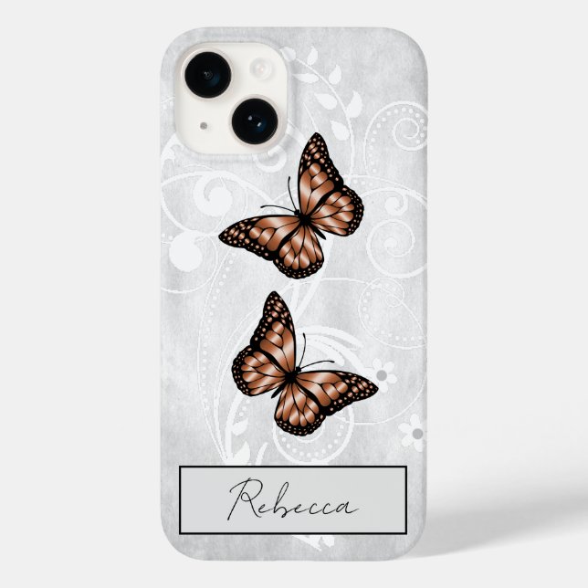Funda De Case-Mate Para iPhone Brillantes mariposas de cobre (Reverso )
