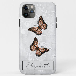 Funda Para iPhone 11 Pro Max Brillantes mariposas de cobre