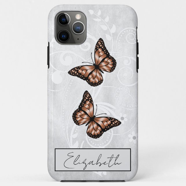 Funda De Case-Mate Para iPhone Brillantes mariposas de cobre (Reverso)