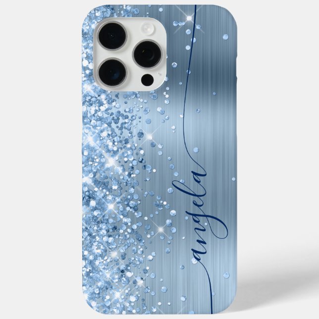 Funda De Case-Mate Para iPhone Brillo Azul Claro Glam Navy Signature (Reverso )