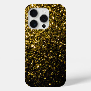 Funda Para iPhone 15 Pro Brillo de purpurina falso de oro oscuro