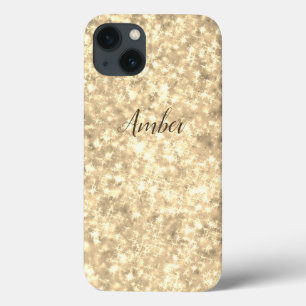 Funda Para iPhone 13 Brillo Dorado Glitter Elegante Personalizado