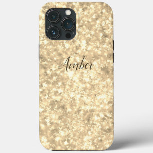 Funda Para iPhone 13 Pro Max Brillo Dorado Glitter Elegante Personalizado