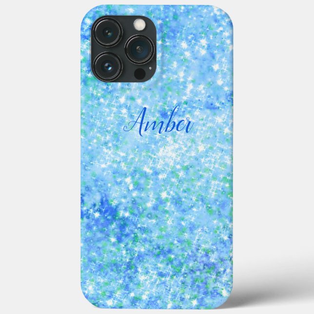 Funda De Case-Mate Para iPhone Brillo Elegante Baby Blue Sparkle (Reverso )