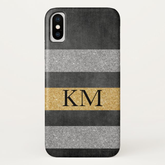 Funda De Case-Mate Para iPhone Brillo Elegante con Monograma (Reverso)