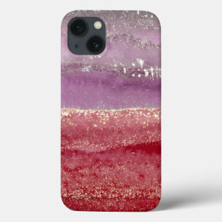 Funda Para iPhone 13 Brillo elegante morado y dorado
