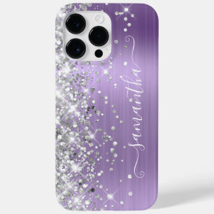 Funda Para iPhone 14 Pro Max De Case-Mate Brillo Plateado Luz Morado Glam Femenino Firma