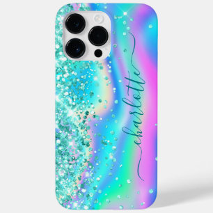 Funda Para iPhone 14 Pro Max De Case-Mate Brillo Teal Iridescente Glam Femenino Firma