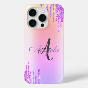 Funda Para iPhone 15 Pro Brillos Modernos Goteos, Ombre, Monograma