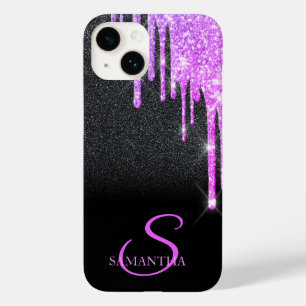 Funda Para iPhone 14 De Case-Mate Brillos Morados Elegantes Goteos Brillo Negro