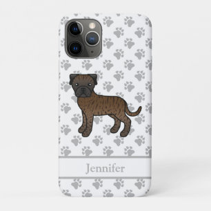 Funda Para iPhone 11 Pro Brindle Bullmastiff Cute Cartog Dog & Name