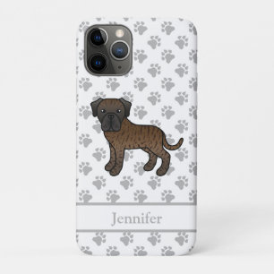 Funda Para iPhone 11 Pro Brindle English Mastiff Cute Cartog Dog & Name
