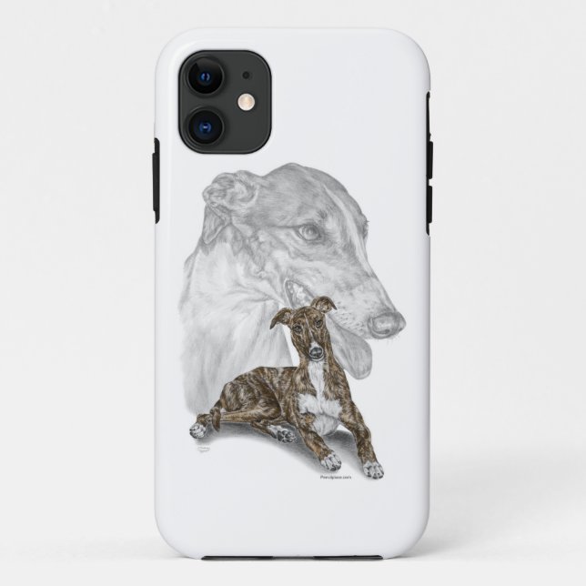 Funda De Case-Mate Para iPhone Brindle Greyhound Dog Art (Reverso)