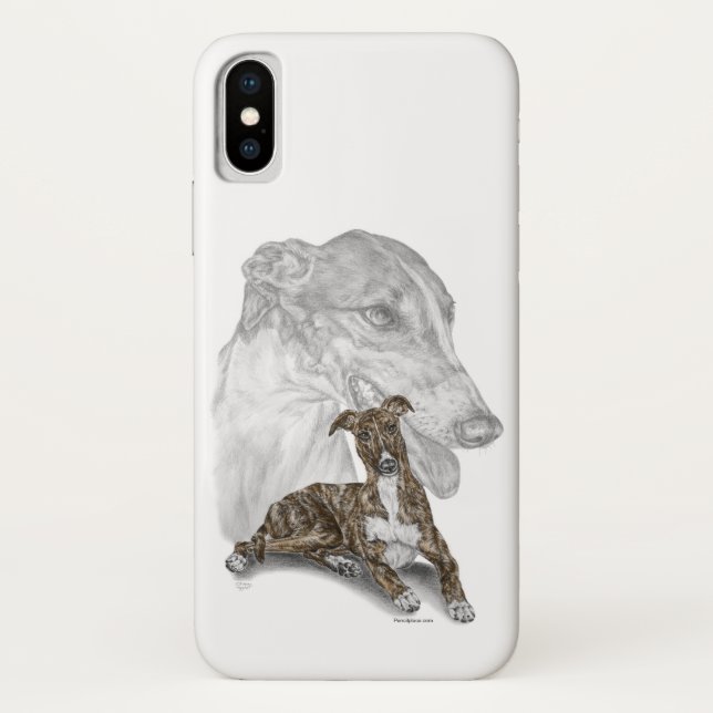 Funda De Case-Mate Para iPhone Brindle Greyhound Dog Art (Reverso)
