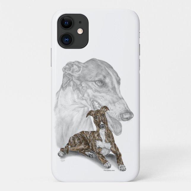 Funda De Case-Mate Para iPhone Brindle Greyhound Dog Art (Reverso)