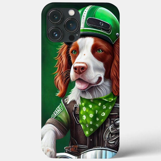 Funda De Case-Mate Para iPhone Brittany Spaniel conduciendo en bicicleta el Día d (Reverso )