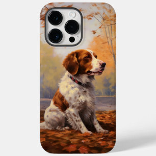 Funda Para iPhone 14 Pro Max De Case-Mate Brittany Spaniel en otoño inspira caída de hojas