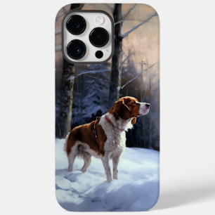 Funda Para iPhone 14 Pro Max De Case-Mate Brittany Spaniel Let It Snow Navidades