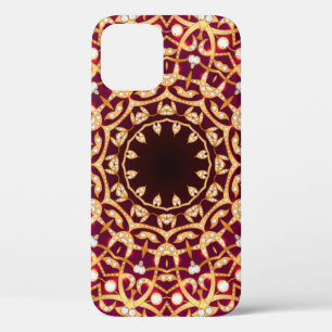 Funda Para iPhone 12 Broche Mandala, fondo geométrico vintage.